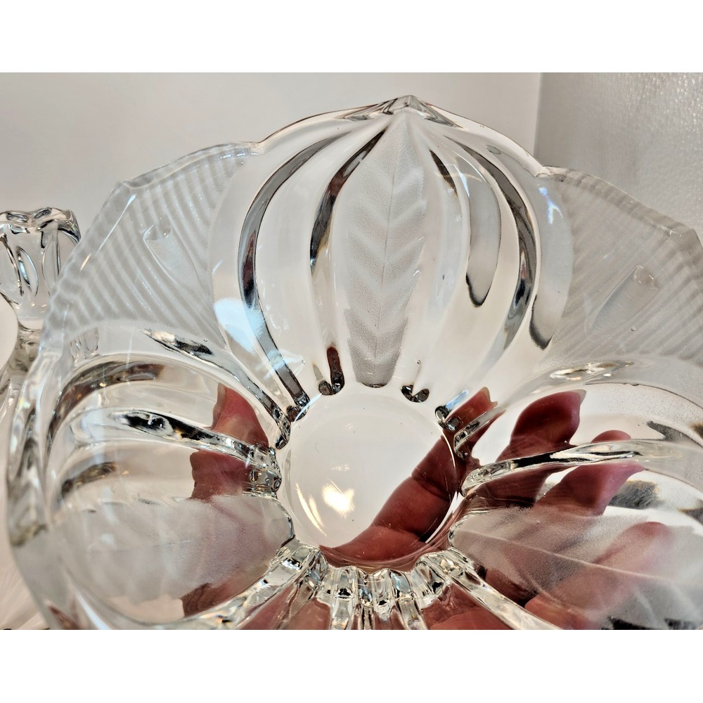 Crystal Clear/frosted Crystal Novellette II Pattern Lead‎ Crystal Candy Dish 9" - Picture 9 of 16